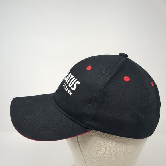 Pilatus Luzern Strapback Baseball Cap Black One Size Adjustable Embroidered - Picture 3 of 10